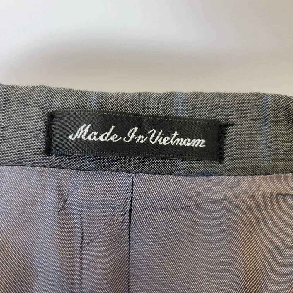 Perry Ellis Portfolio Mens Gray Silk/Wool/Cashmere Pinstripe Suit Blazer 44R